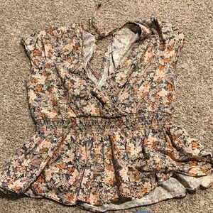 American Eagle Floral Peplum Tie-Back Women’s Blouse